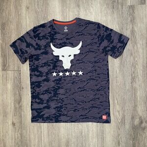 Under Armour Project Rock Tshirt Men Large Camo Military Freedom Air Land Sea